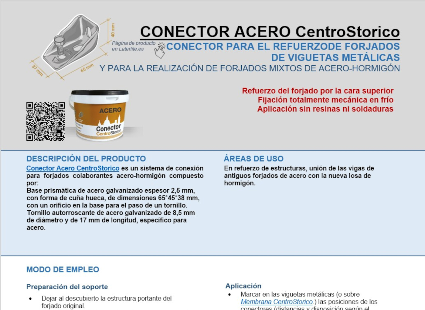 Ficha Técnica Conector Acero CentroStorico