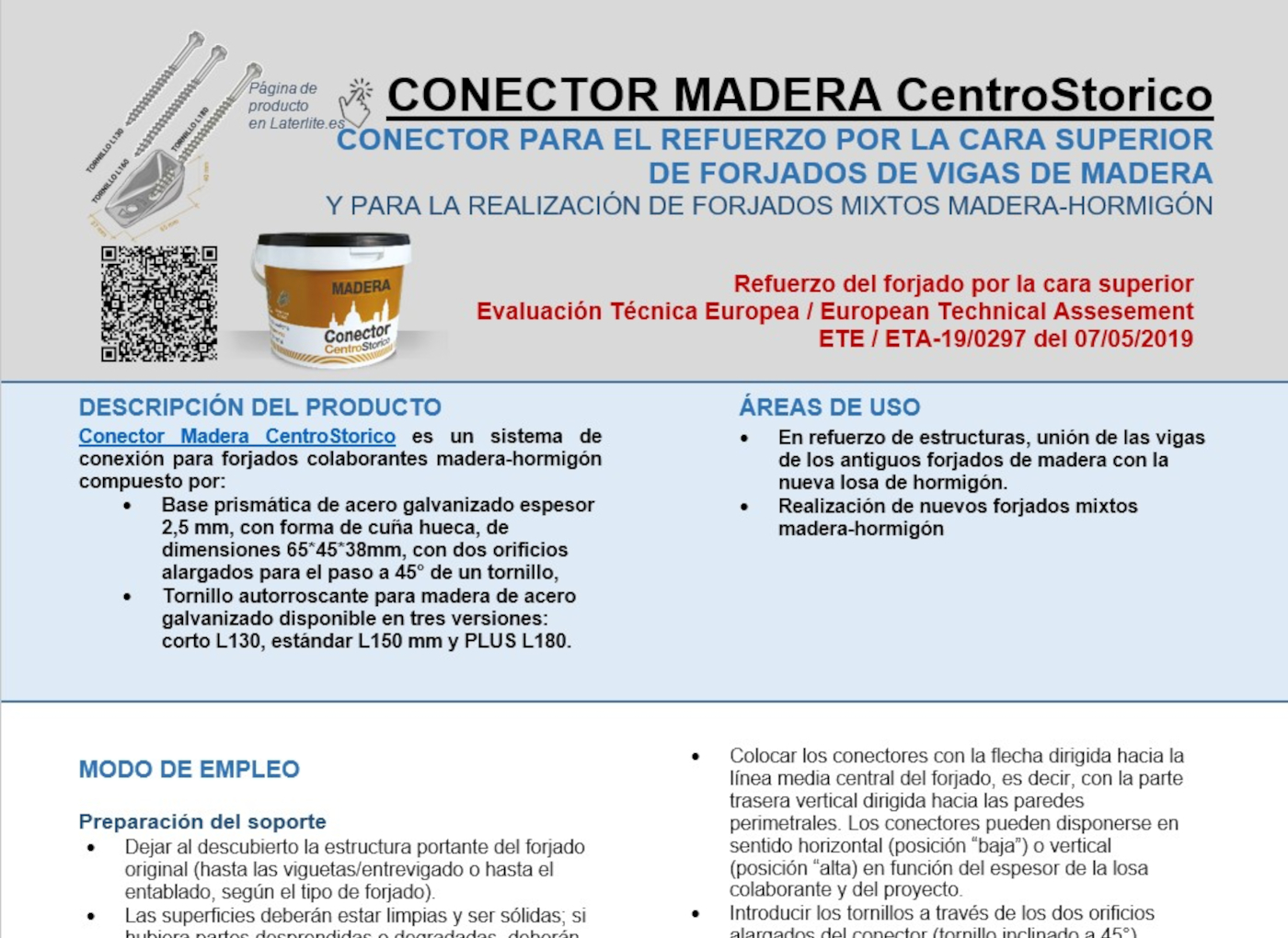 Ficha Técnica Conector Madera CentroStorico
